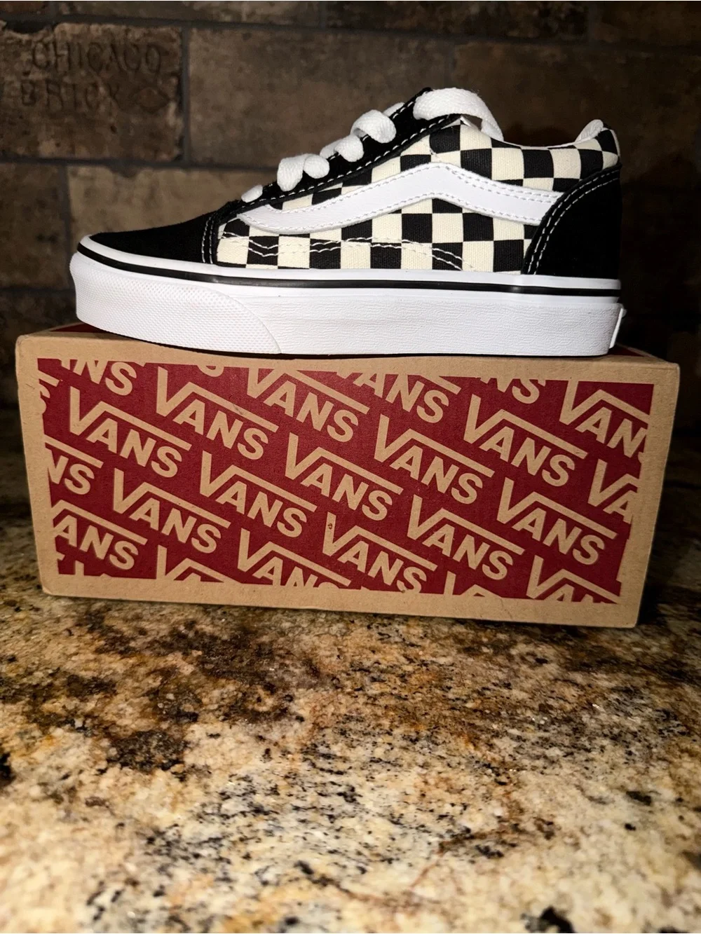 Vans Kids Old Skool Checkerboard Black & White Shoes